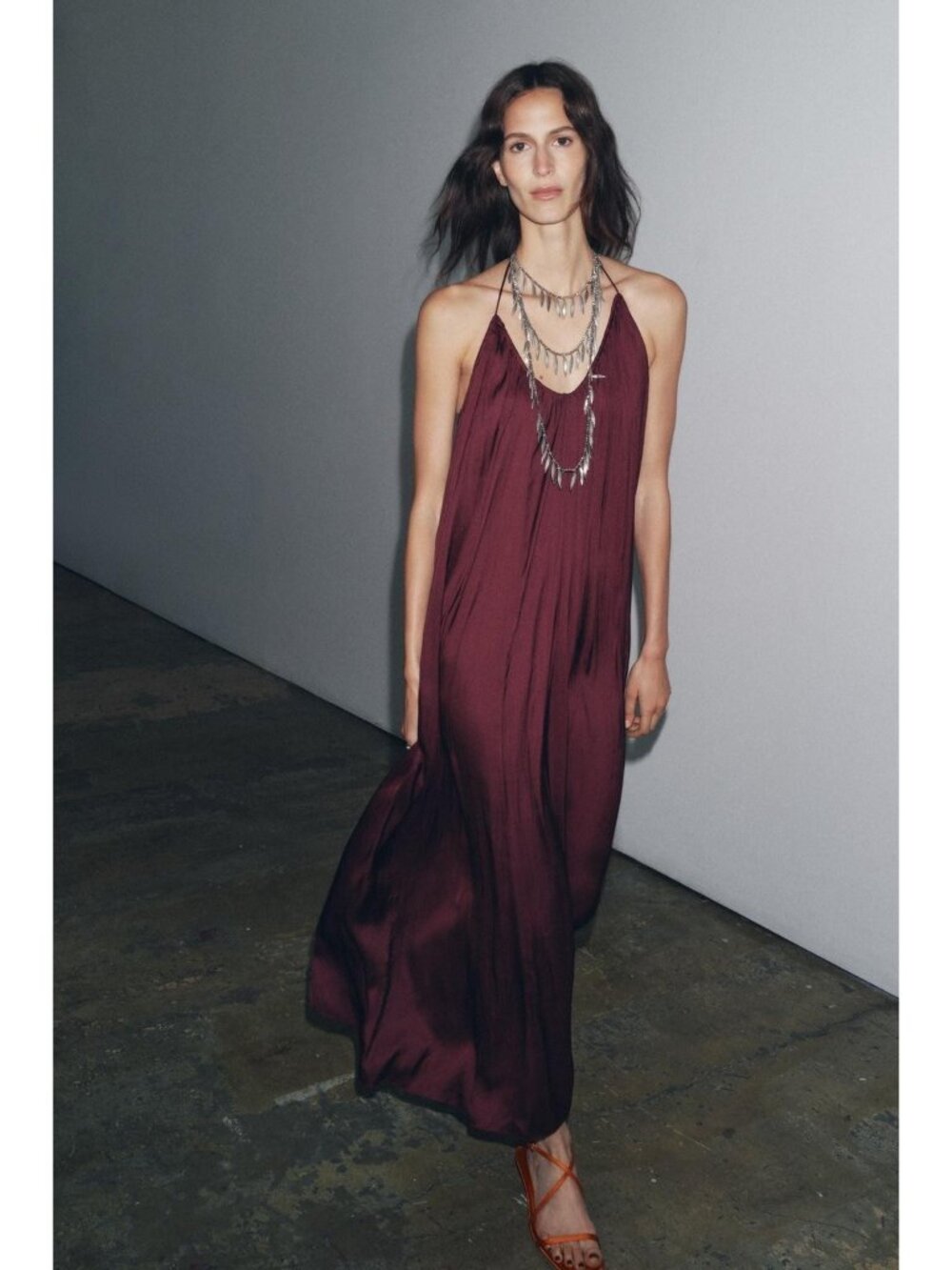 Zara Wine Halter Midi Dress